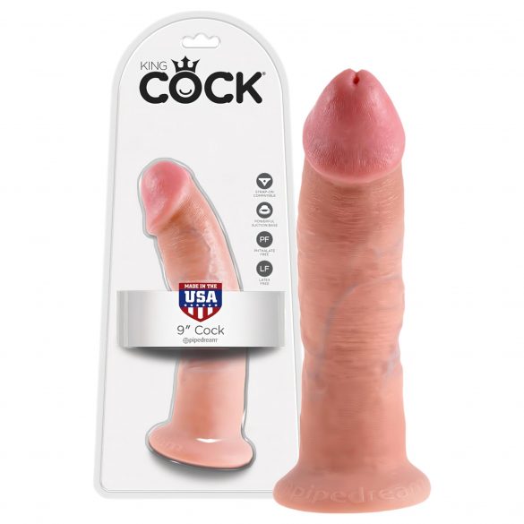 King Cock 9 - naturfarbener realistischer Dildo mit Saugnapf (23cm) 