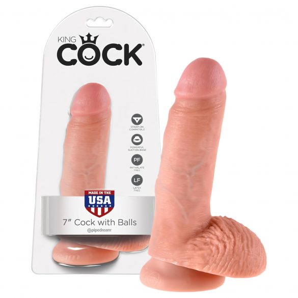 King Cock 7 Hoden-Dildo (18 cm) - Naturfarben 