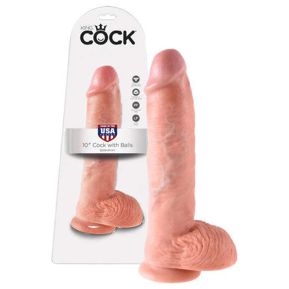 King Cock 10 Hoden großer Dildo (25 cm) - Naturfarbe 