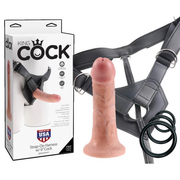 King Cock Strap-on 6 - anlegbarer Dildo - naturfarben 