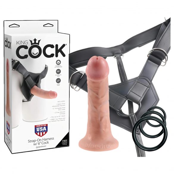 King Cock Strap-on 6 - anlegbarer Dildo - naturfarben 