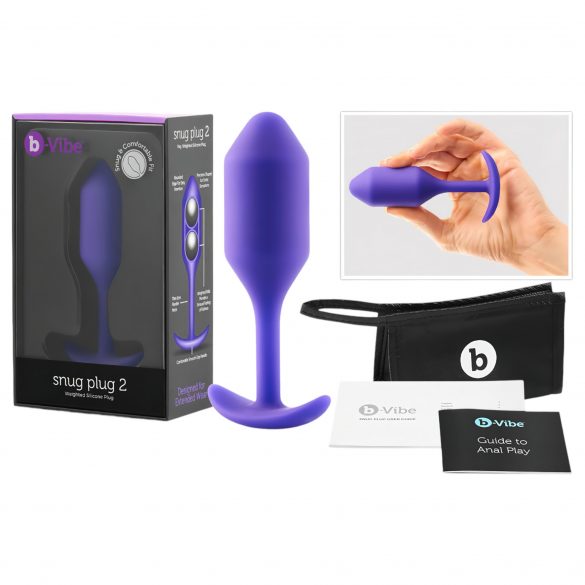 b-vibe Snug Plug 2 - doppelt kugelförmiger Anal-Dildo (114g) - lila 