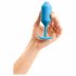 b-vibe Snug Plug 3 - doppelkugeliger Analdildo (180g) - blau 