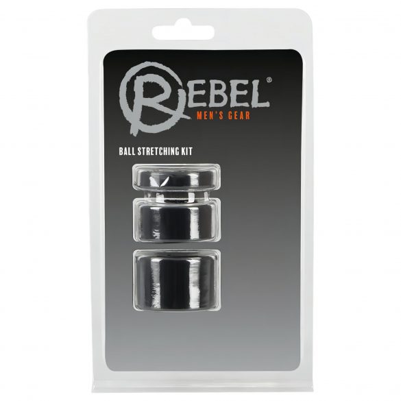 Rebel Ball - Penis-, Hodenring- und Stretcher-Set - (Schwarz) 