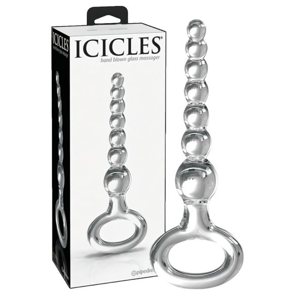 Icicles No. 67 - Kugelförmiger Glas-Dildo mit Haltering (transparent)