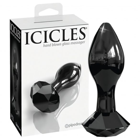 Icicles No. 78 - konischer Glas Anal Dildo (schwarz) 