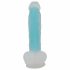 You2Toys Glow in the Dark - saugnapfbasierter, leuchtender Dildo mit Hoden (Blau) 