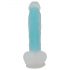 You2Toys Glow in the Dark - saugnapfbasierter, leuchtender Dildo mit Hoden (Blau) 