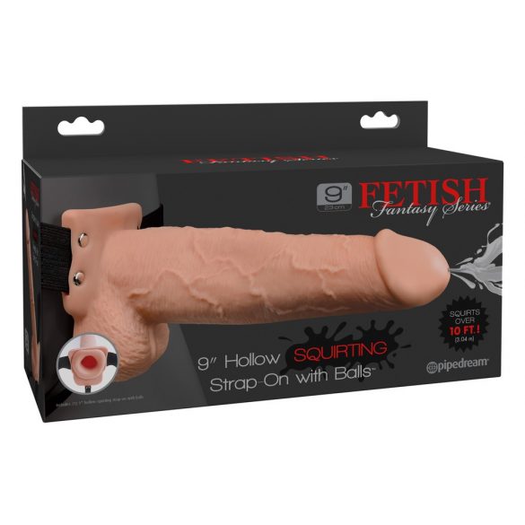 Fetish Strap-On 9 - hohler, spritzender Dildo zum Anstrappen (naturfarben) 