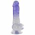 Crystal Clear - Sockel Hoden Dildo - 19,5 cm (transparent-lila) 