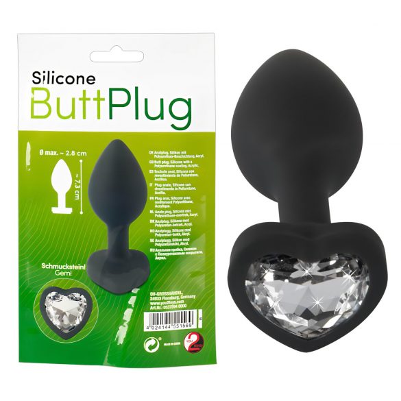 You2Toys Butt Plug - Analplug mit weißem Stein (schwarz)