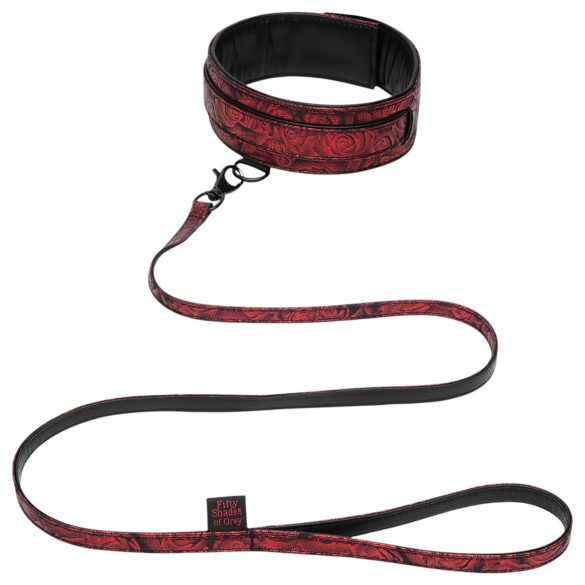 Die fünfzig Grautöne - Halsband mit Leine (schwarz-rot)