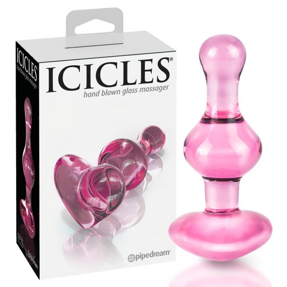 Icicles No. 75 - Herzförmiger, gläserner Anal-Dildo (pink)