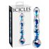 Icicles No. 08 - gewellter, doppelseitiger Glasdildo (transparent-blau)