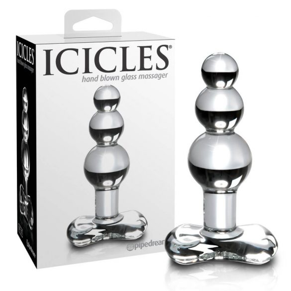 Icicles Nr. 47 - Dreifach Perlmutt, Glas Anal Dildo (transparent) 