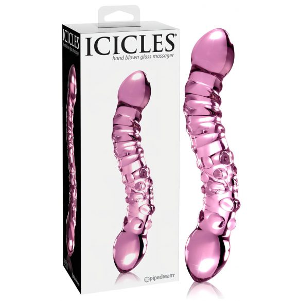 Icicles No. 55 - doppelseitiger G-Punkt Glasdildo (pink)