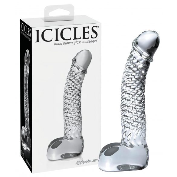 Icicles Nr. 61 - Hoden und Penis aus Glas Dildo (transparent) 