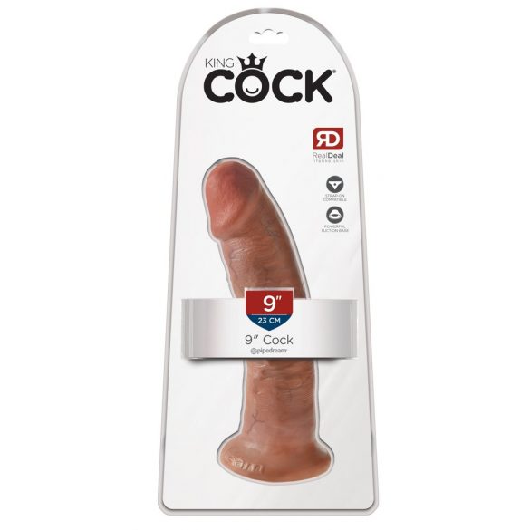 King Cock 9 - realistischer Dildo mit Saugnapf (23cm) - dunkles Natur 