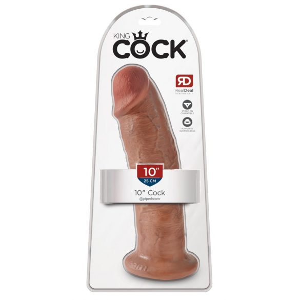 King Cock 10 - großer Dildo mit Saugnapf (25cm) - dunkel Natur 