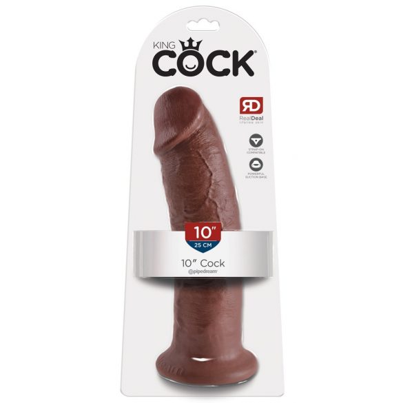 King Cock 10 - Großer Dildo mit Saugfuß (25cm) - Braun 