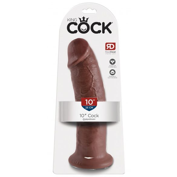 King Cock 10 - Großer Dildo mit Saugfuß (25cm) - Braun 