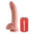 King Cock 9 - großer, haftender, Hoden-Dildo (23cm) - Naturfarben 