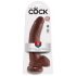 King Cock 9 - großer Klemmdildo, Hoden-Dildo (23cm) - braun 