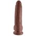 King Cock 9 - großer Klemmdildo, Hoden-Dildo (23cm) - braun 