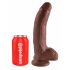 King Cock 9 - großer Saugnapf-Dildo mit Hoden (23 cm) - braun