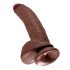 King Cock 9 - großer Klemmdildo, Hoden-Dildo (23cm) - braun 