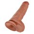 King Cock 11 - Großer Saugnapf, Hoden-Dildo (28cm) - Dunkel Natur 