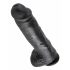 King Cock 11 - großer, mit Hoden versehener Saugnapfdildo (28cm) - Schwarz 