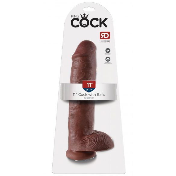 King Cock 11 - Großer Dildo mit Saugfuß und Hoden (28cm) - Braun 