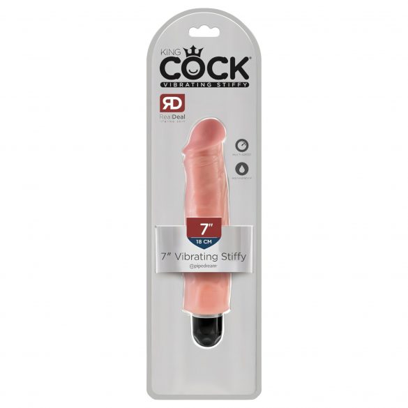 King Cock 7 Stiffy - wasserdichter, realistischer Vibrator (18cm) - Naturfarbe 