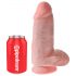 King Cock 9 Chubby - Saugbasis, Hoden-Dildo (23cm) - natur