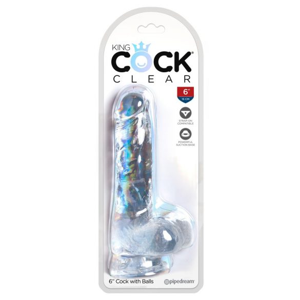 King Cock Clear 6 - Saugfuß, Hoden kleiner Dildo (15cm) 