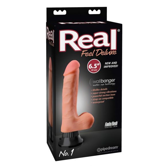 Real Feel Deluxe No.1 - lebensnaher Vibrator mit Hoden (natur)