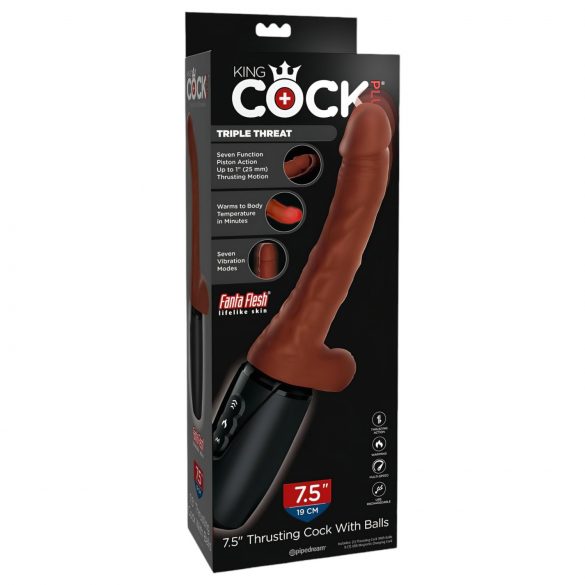 King Cock Plus 7,5 - Stoßvibrator mit Hoden (braun)