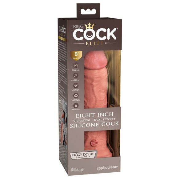 King Cock Elite 8 - Saugnapfbasis, realistischer Vibrator (20cm) - Naturfarbe 