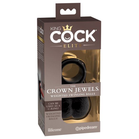 King Cock Elite Kronjuwelen - schwingende Hoden, Penisattachment (schwarz) 