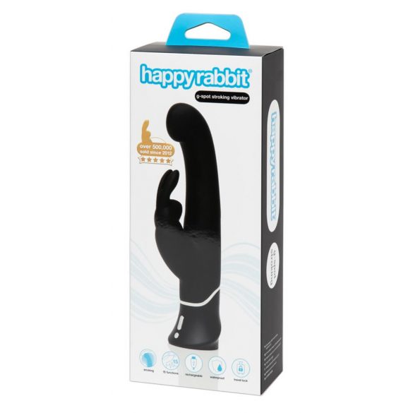 Happyrabbit G-Punkt - akkubetriebener, klitoriserregender Zittervibrator (schwarz) 