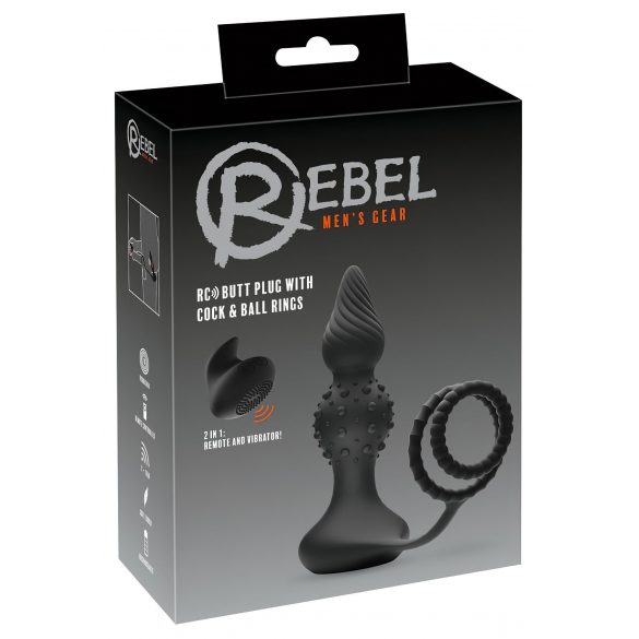 Rebel 2in1 - Akkubetrieben, Funk-Analvibrator mit Penisring (Schwarz) 