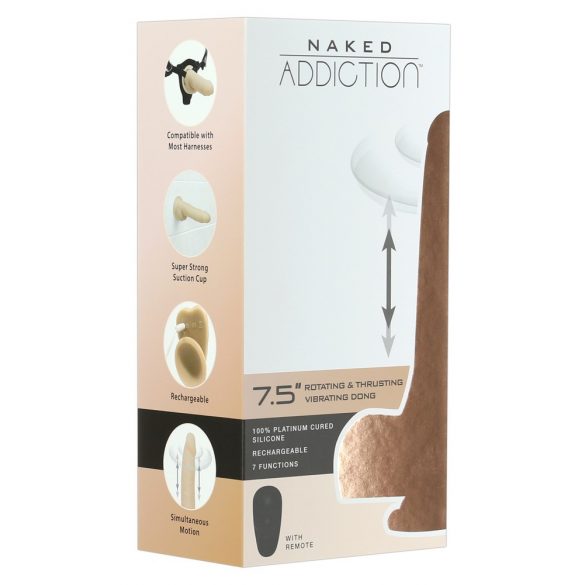 Naked Addiction Thrusting 7,5 - akkubetriebener, stoßender Vibrator (19cm) - Naturfarben 