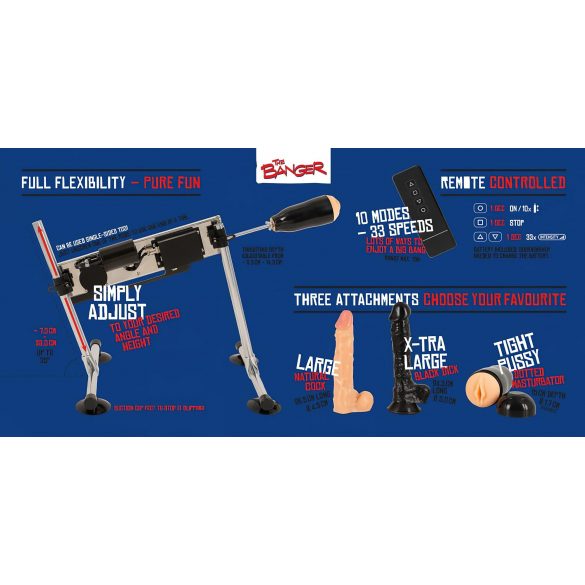 The Banger Fucking Machine - doppeltes Sexgerät mit 2 Dildos und Masturbator 