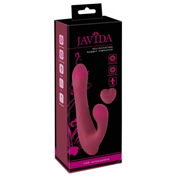 Javida - akkubetriebener, funkgesteuerter, rotierender Vibrator mit Klitorisarm (rot) 