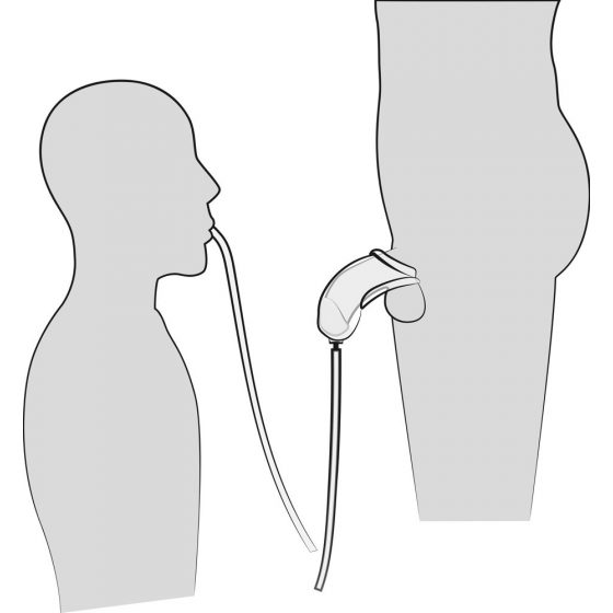You2Toys Harnisch-Spielhülse - Penis-Attachment mit Ableitungsschlauch (transparent)