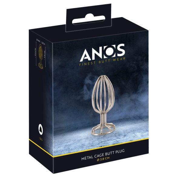 ANOS Metall (3,8cm) - Anal-Dildo mit Metallkäfig (Silber) 