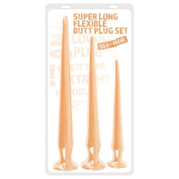 You2Toys - Extra langes Plug-Dildo-Set (3-teilig) - Natur