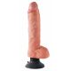 King Cock 10 biegsamer Vibrator mit Hoden und Saugfuß (25 cm) - Naturfarbe 