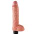 King Cock 10 biegsamer Vibrator mit Hoden und Saugfuß (25 cm) - Naturfarbe 